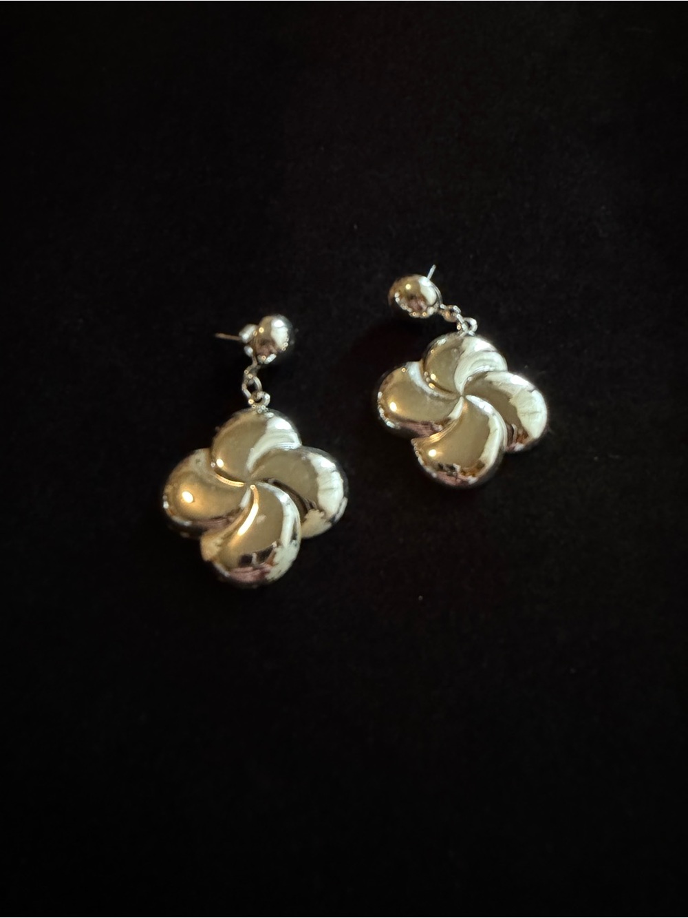 Source Unknown Vintage Silver Swirl Floral Drop Earrings - Silver